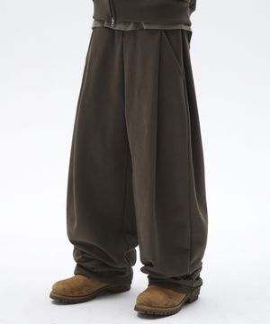 TWO TUCK LONG PANTS [BROWN]