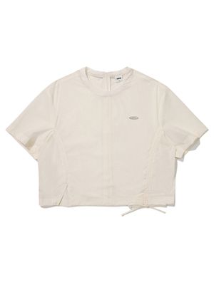 우먼 우븐 반소매 티셔츠 (화이트)