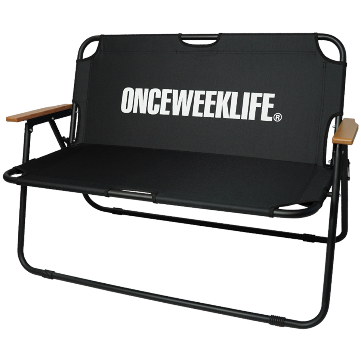 원스위크라이프(ONCEWEEKLIFE) 2인용 캠핑 의자 벤치 / 블랙 / OCH0211BK