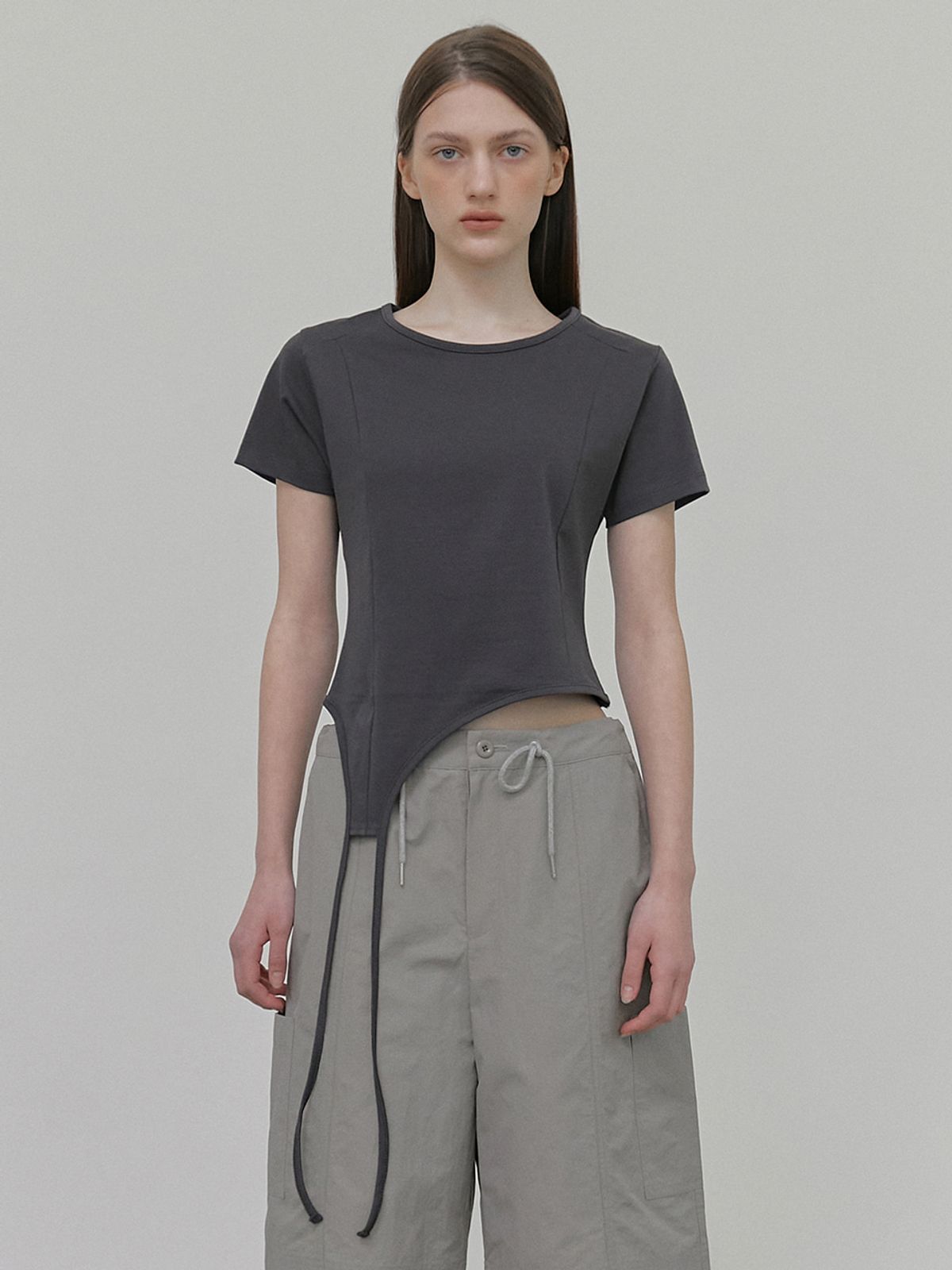 에트몽(ETMON) Drop Strap T-Shirt, Charcoal