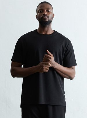 루즈핏 와플 티셔츠 AM1162 BK