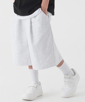딥 원 턱 스웨트 하프팬츠 (화이트 멜란지)