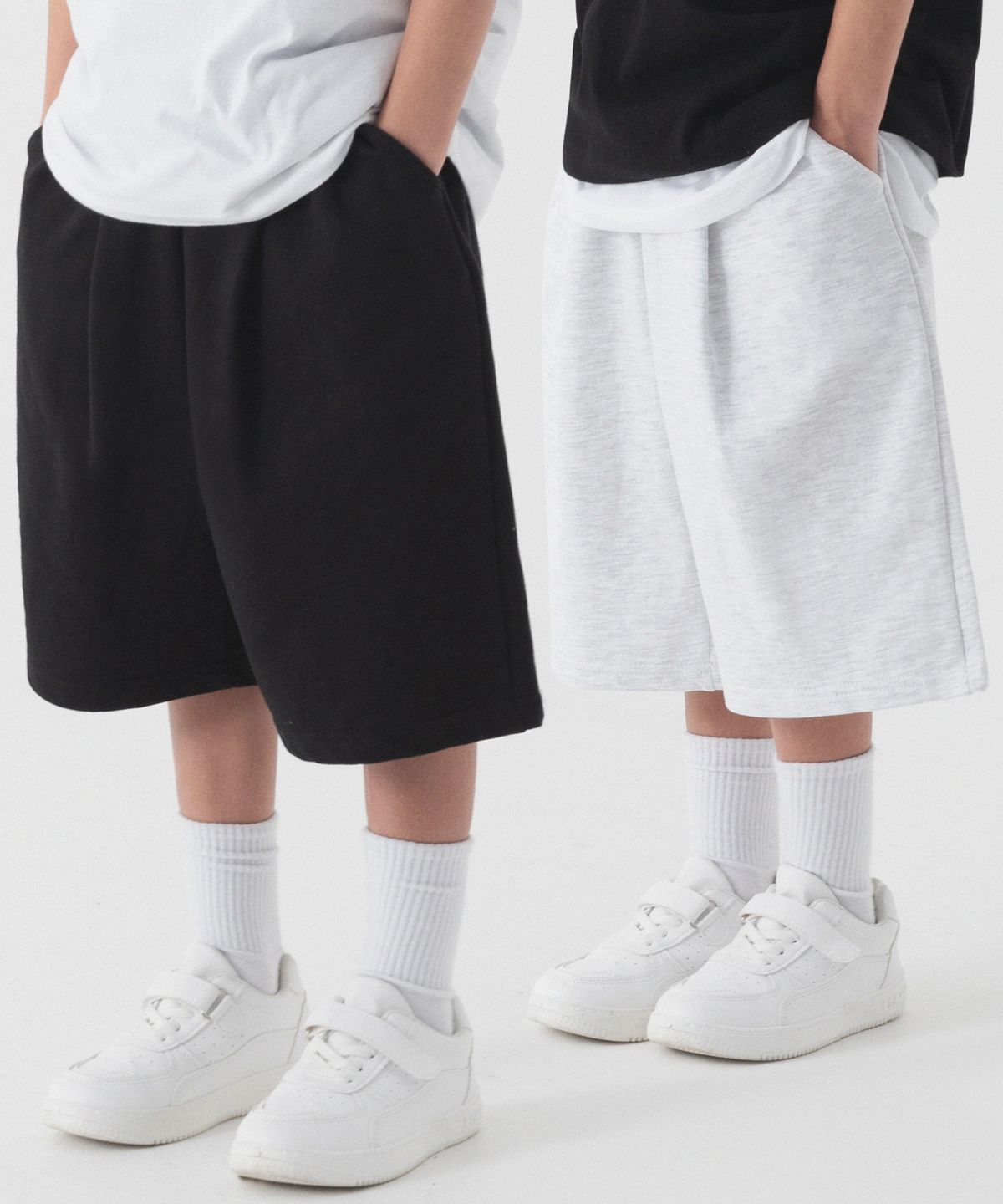 피아네르 키즈(PIANER KIDS) [2 PACK] 딥 원 턱 스웨트 하프팬츠 (3color)