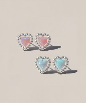 925실버 오팔 미니 하트 귀걸이 러버블/ lovable