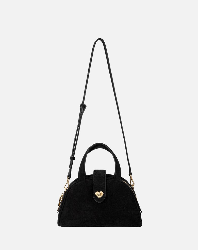 Halfmoon Suede Mini Tote Bag (Black)