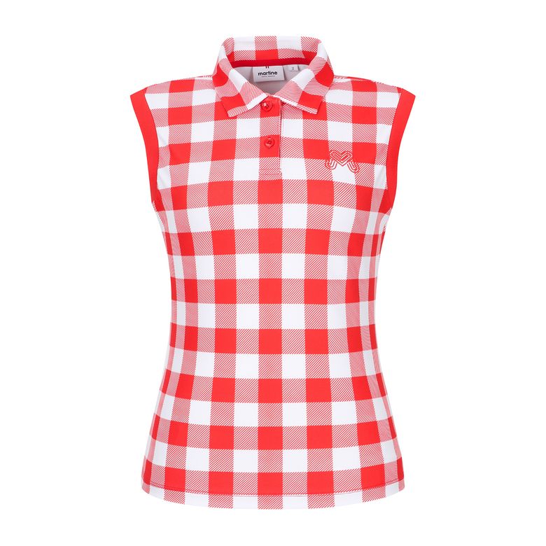 Check Sleeveless T-Shirts_Red