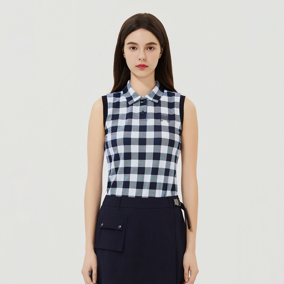 마틴골프(MARTINE GOLF) Check Sleeveless T-Shirts_Navy