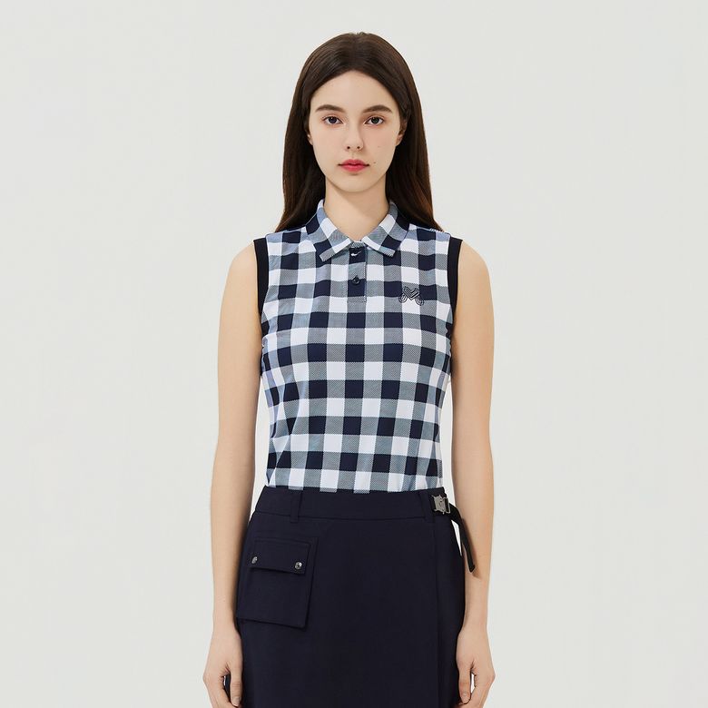 Check Sleeveless T-Shirts_Navy