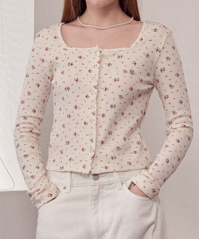 Tシャツ・カットソー RONRON SQUARE FLORAL SNAP WAFFLE CARDIGAN 4BKS356 MUSINSA公式 | RONRON SQUARE FLORAL SNAP WAFFLE CARDIGAN CREAM