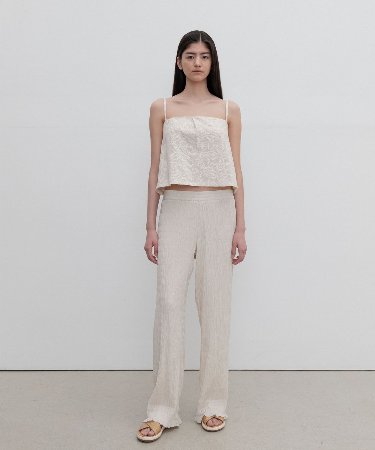 수수무(SUSUMU) WAVE PANTS - COSMIC LATTE