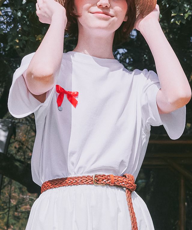 ★2024SS新作★RONRON★POINT RIBBON BASIC FIT T SHIRT MUSINSA | RONRON POINT RIBBON BASIC FIT T SHIRT WHITE