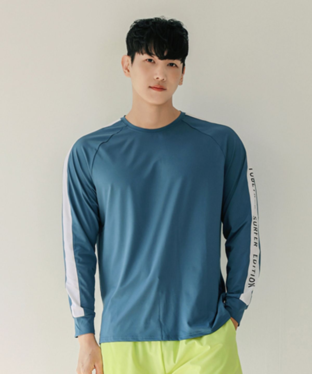 튜브트리(TUBE TREE) 남성용 서프라인 루즈핏 긴팔 래쉬가드 A509 코랄블루