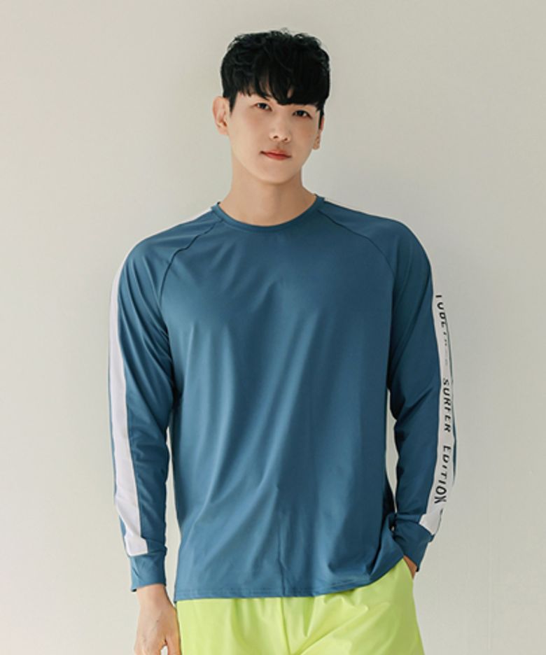 남성용 서프라인 루즈핏 긴팔 래쉬가드 A509 코랄블루