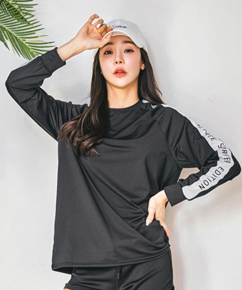 여성용 서프라인 루즈핏 긴팔 래쉬가드 B509 블랙