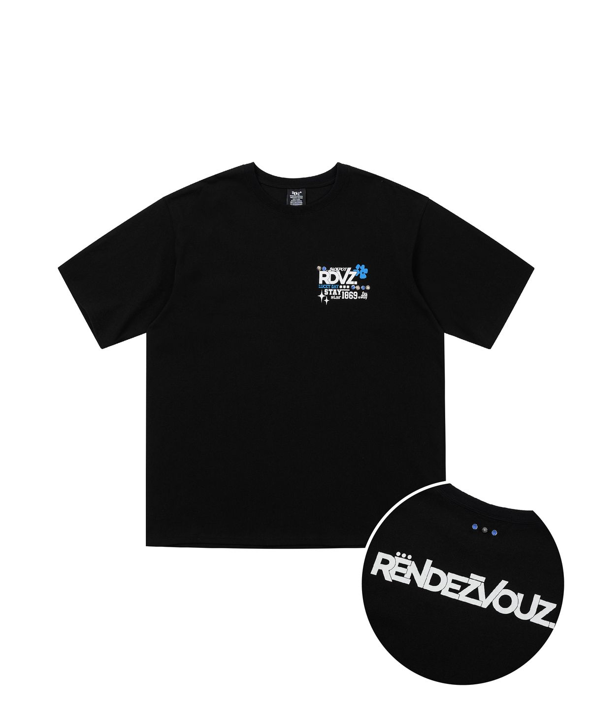 알디브이제트(RDVZ) 스테이 럭키 티셔츠 - 블랙