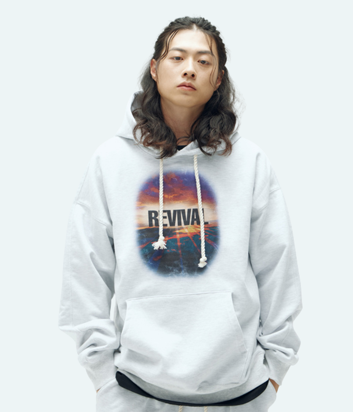 필이너프(FEELENUFF) [PRIMATE X FEELENUFF] REVIVAL ROPE HOODIE ASHGRAY
