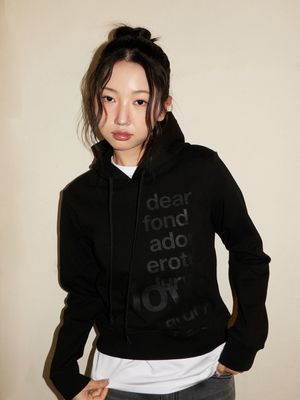 LETTERING HOODIE, BLACK