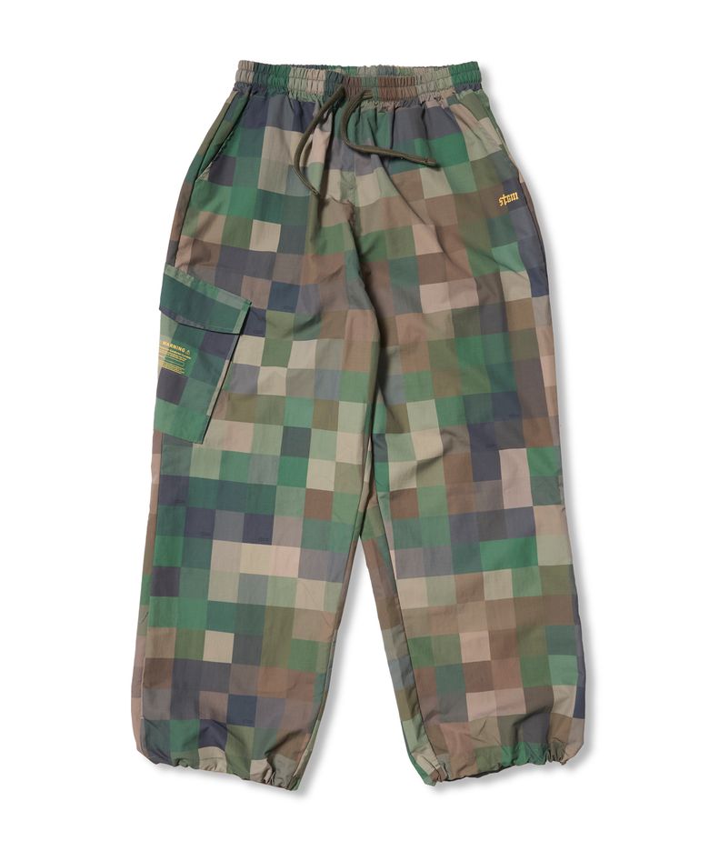 Square Camouflage Super Wide Jogger Pants Green