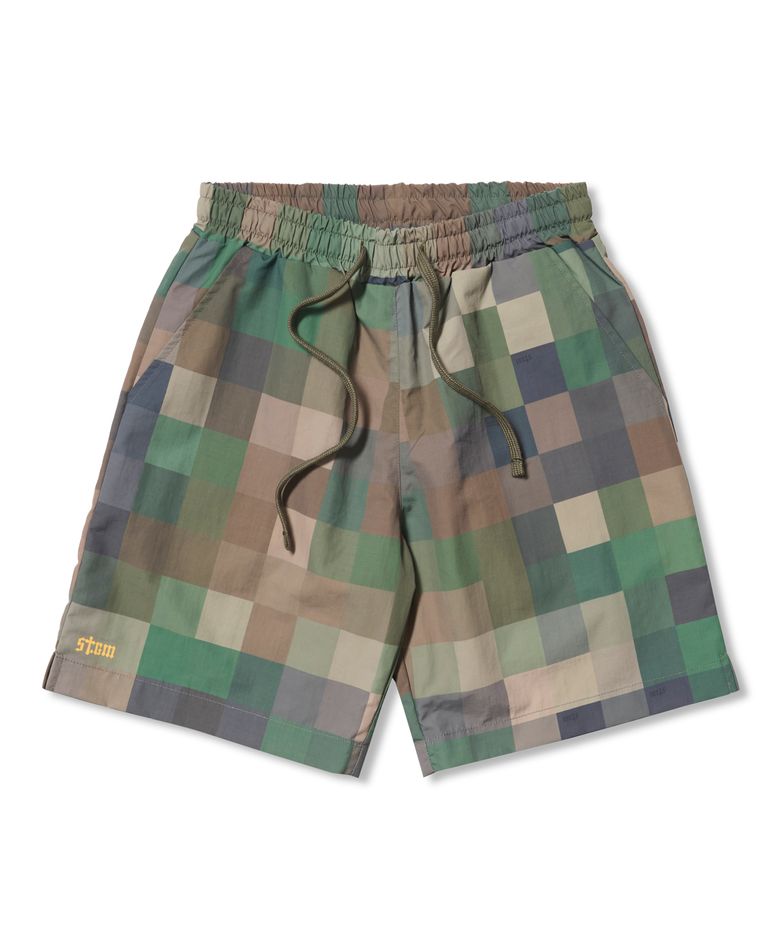 Square Camouflage Short Pants Green