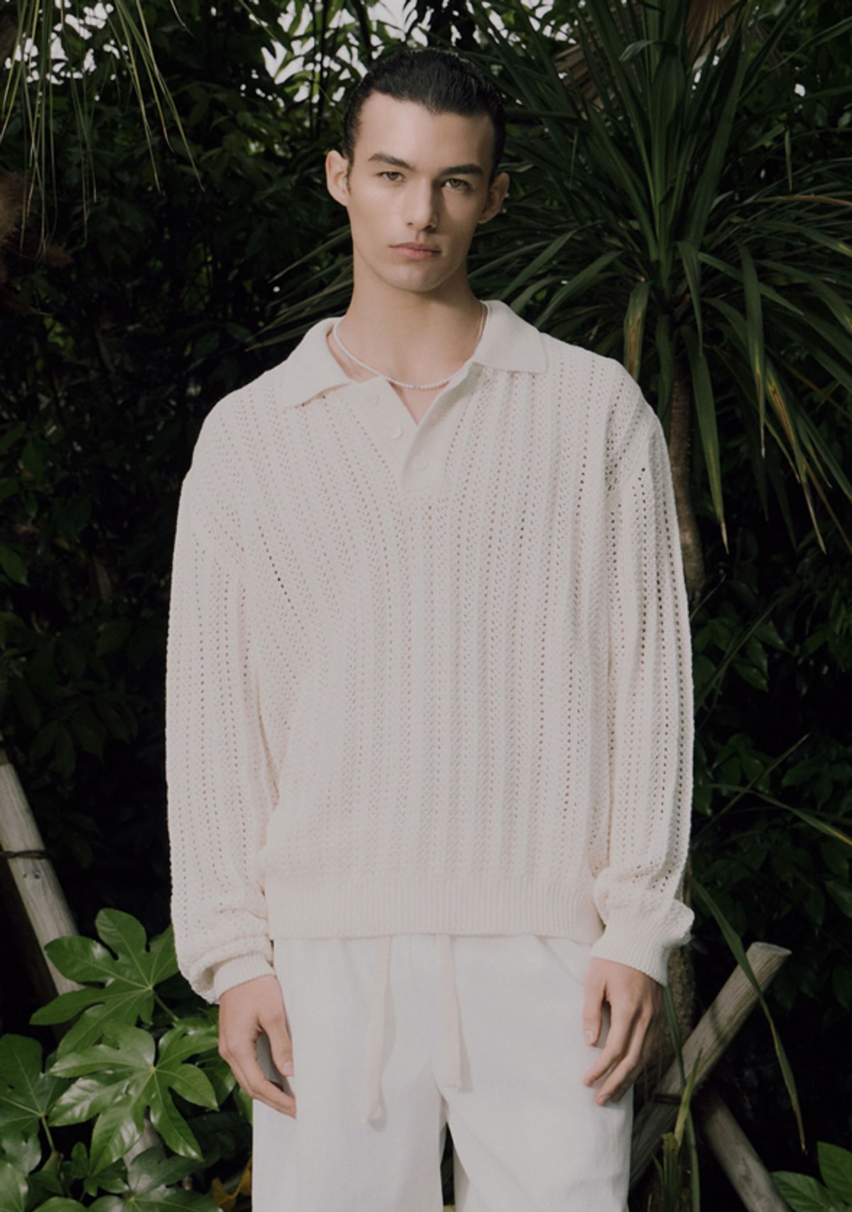 세비지(SAVAGE) Crochet Knit Pullover - Ivory