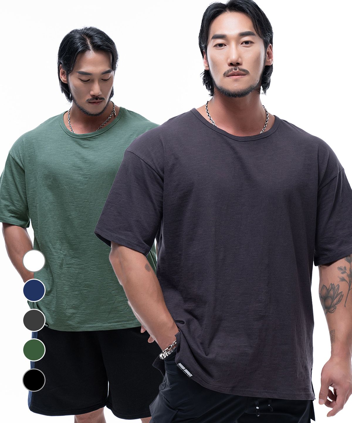 피지컬가먼츠(PHYSICAL GARMENTS) [2PACK] 슬라브 데일리 오버핏반팔 [5 COLOR]