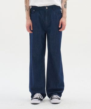 썸머 와이드 데님 팬츠_다크인디고