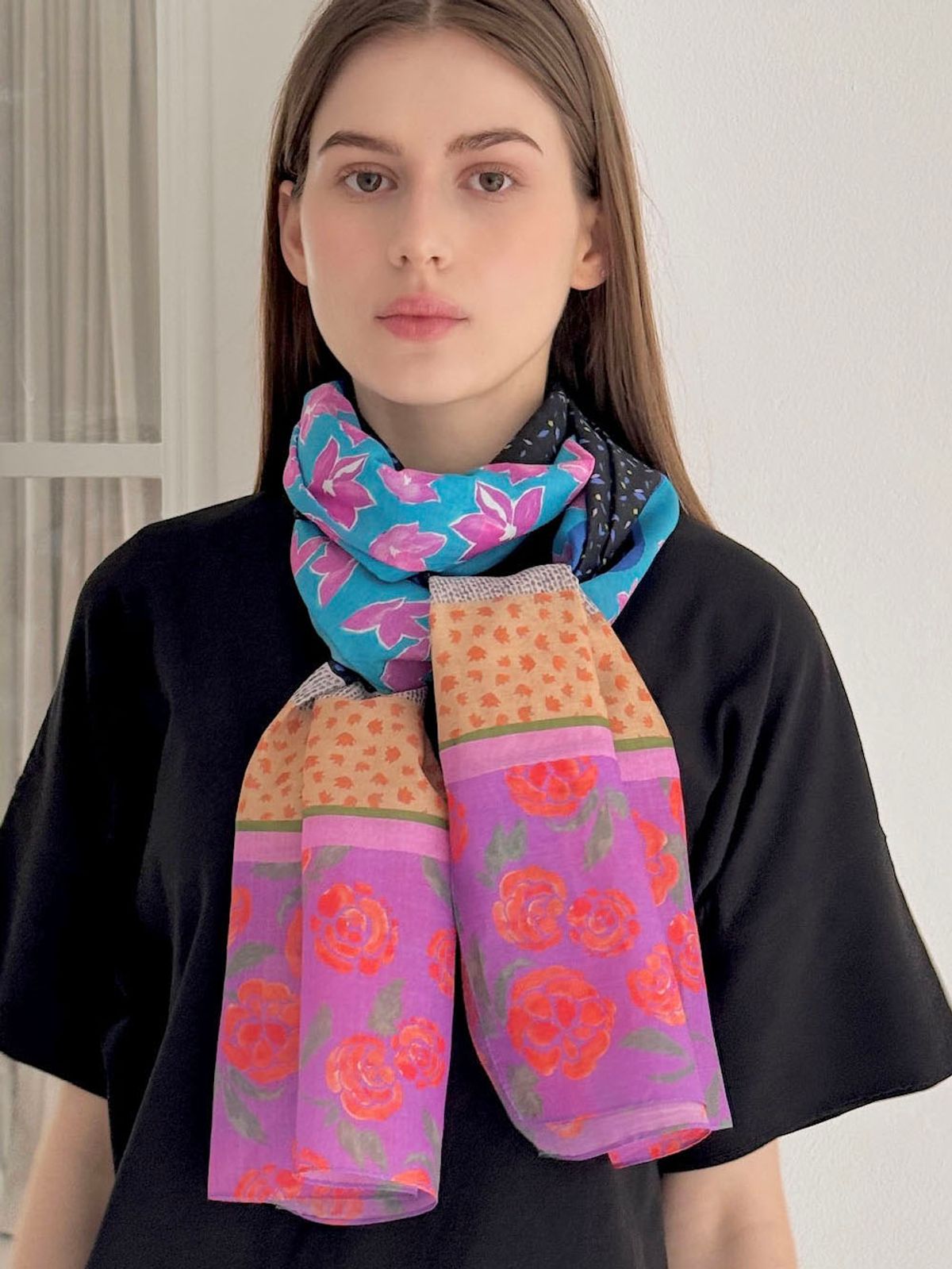 마레트라(MARAETHRA) Flora Silk Cotton Long Scarf 플로라 실크코튼 롱 스카프