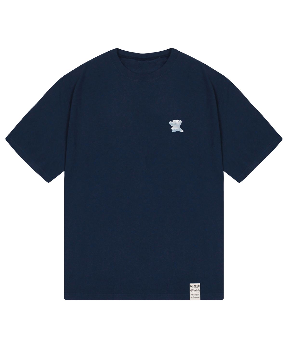 그레이버(GRAVER) [UNISEX]스몰 구름 베어스마일 반팔티_네이비