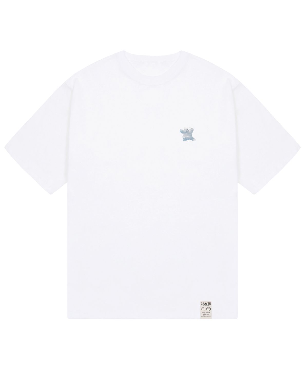 그레이버(GRAVER) [UNISEX]스몰 구름 베어스마일 반팔티_화이트