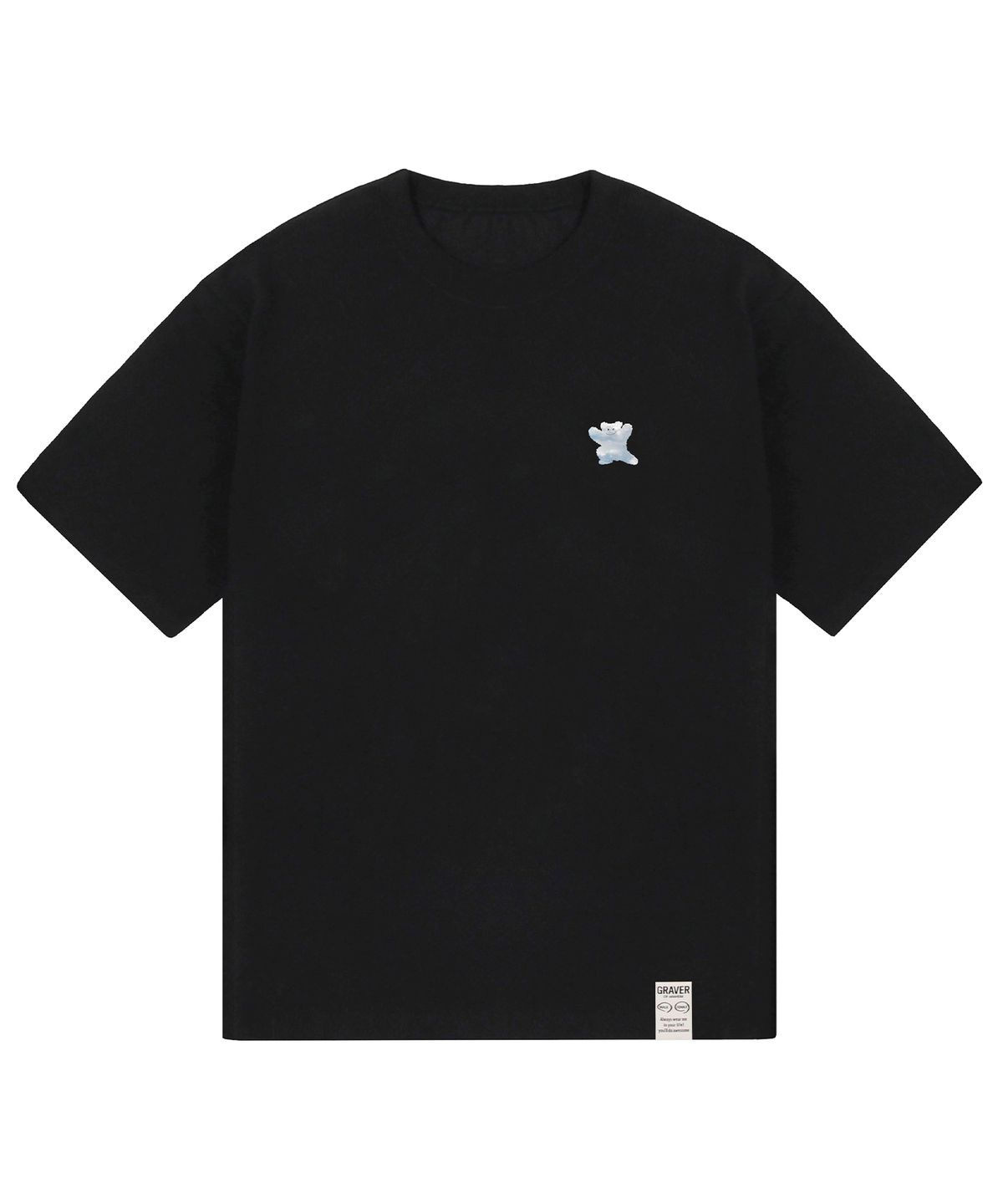 그레이버(GRAVER) [UNISEX]스몰 구름 베어스마일 반팔티_블랙