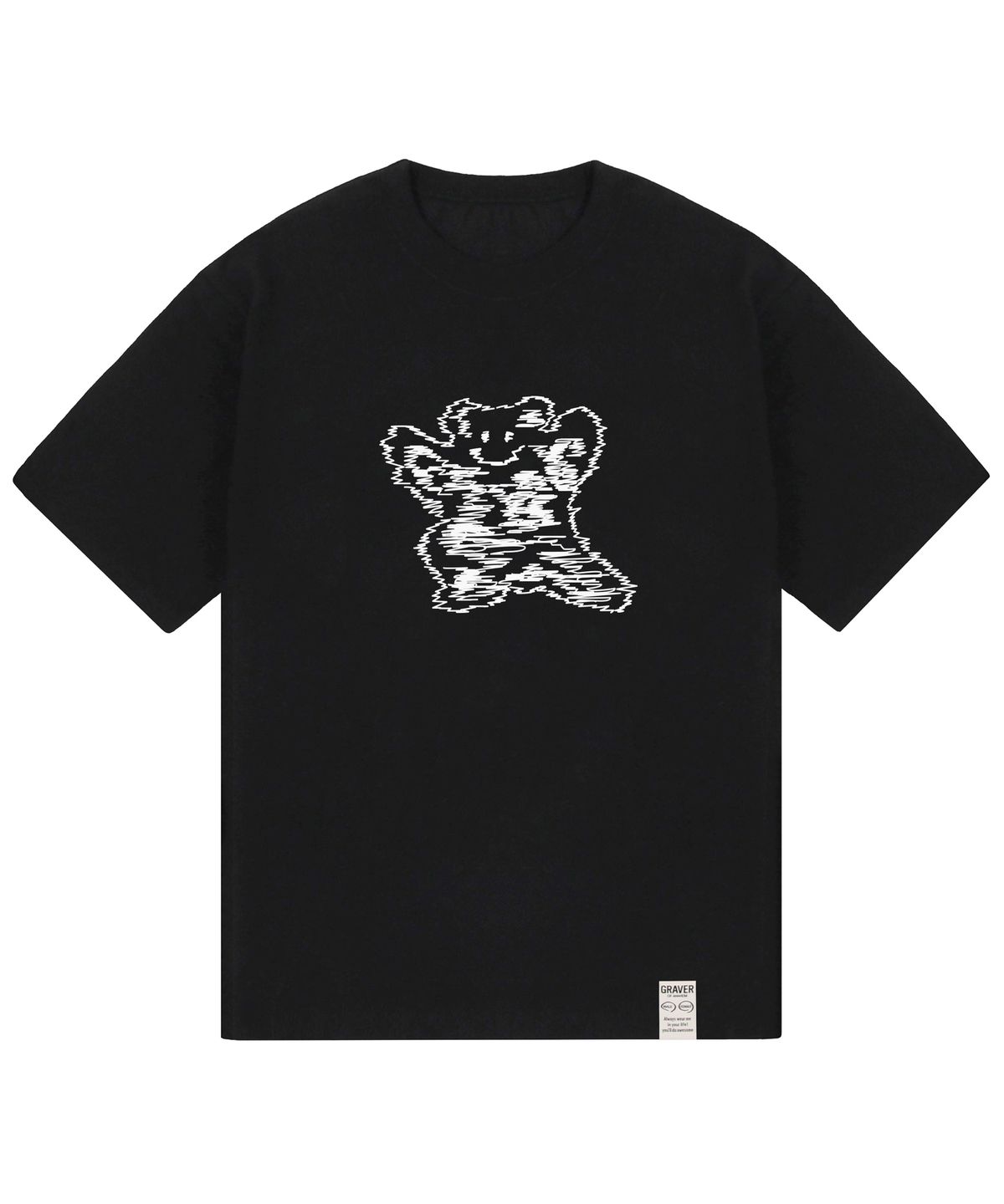 그레이버(GRAVER) [UNISEX]라인 빅 베어스마일 반팔티_블랙