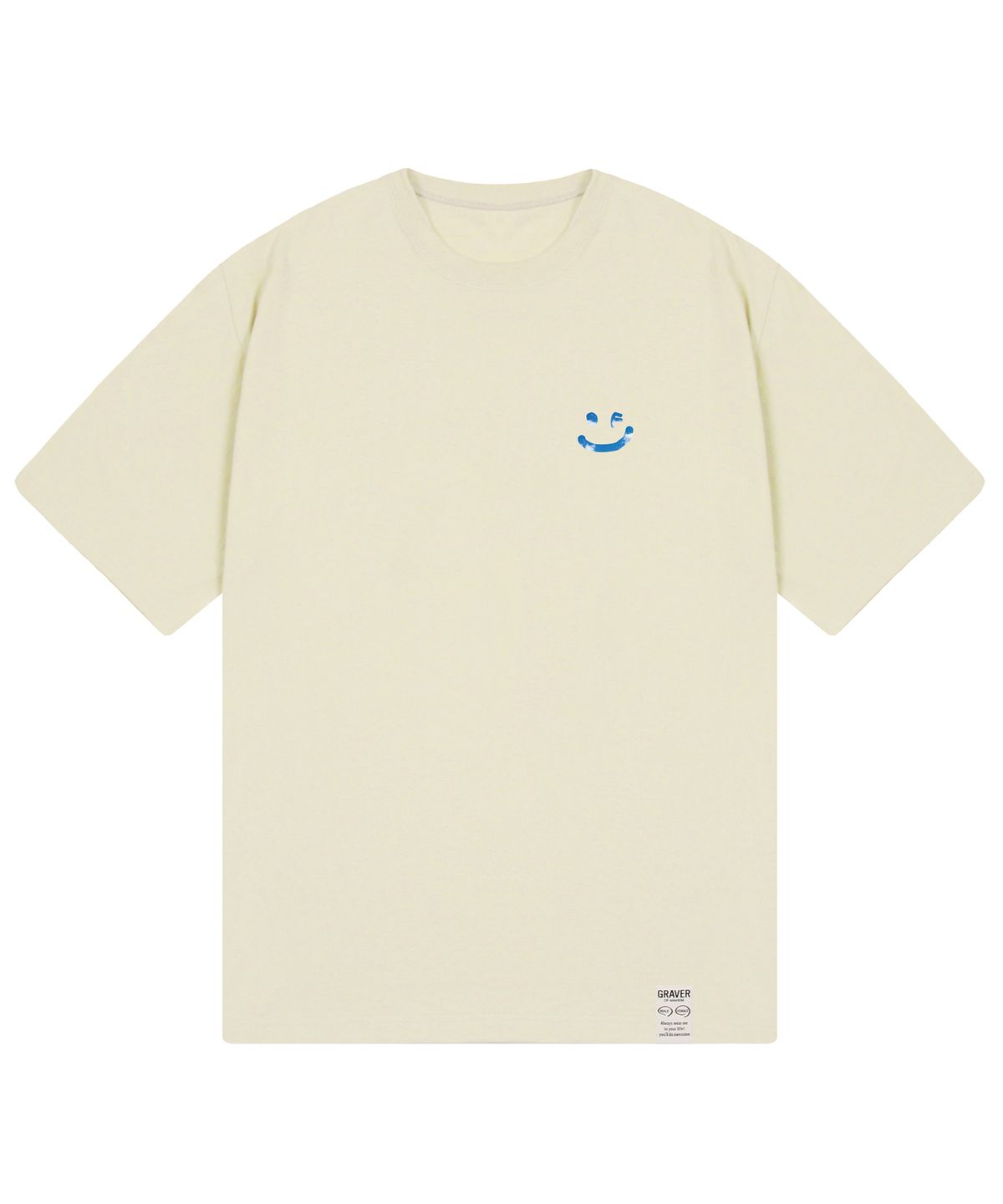 그레이버(GRAVER) [UNISEX]SKY 구름 드로잉스마일 반팔티_샌드베이지