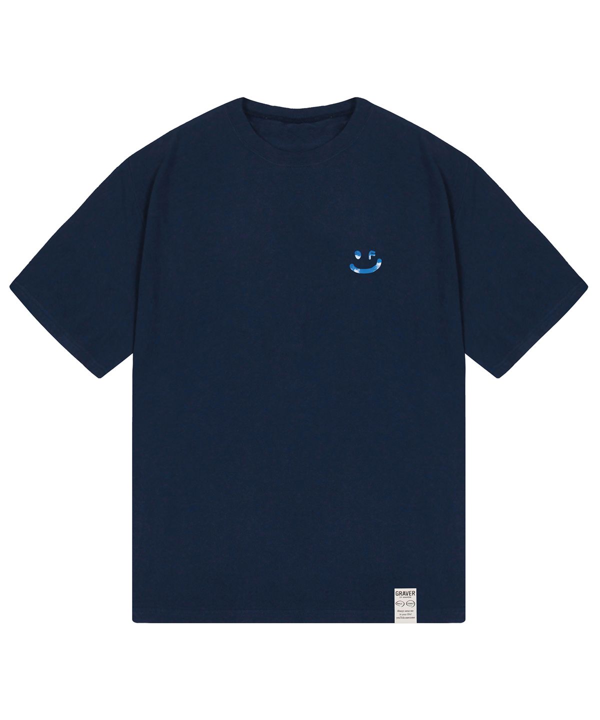 그레이버(GRAVER) [UNISEX]SKY 구름 드로잉스마일 반팔티_네이비
