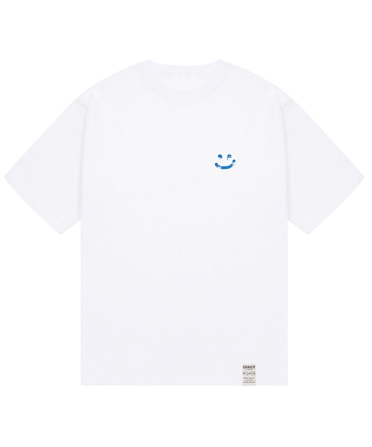 그레이버(GRAVER) [UNISEX]SKY 구름 드로잉스마일 반팔티_화이트