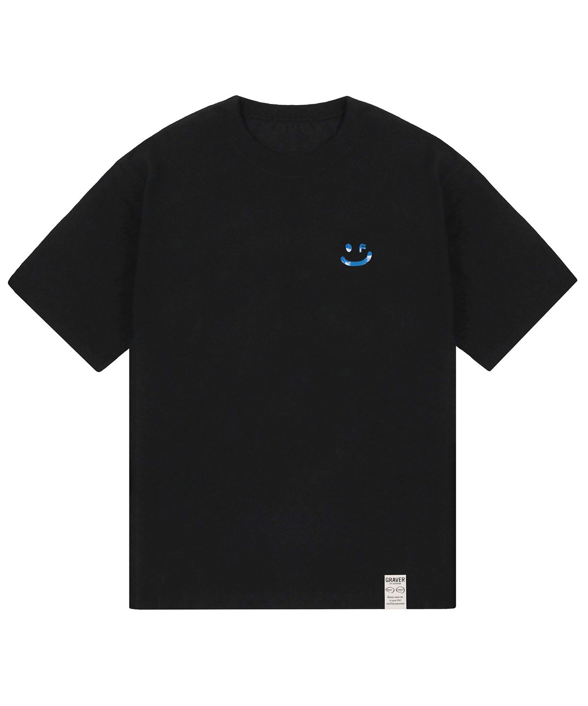 그레이버(GRAVER) [UNISEX]SKY 구름 드로잉스마일 반팔티_블랙
