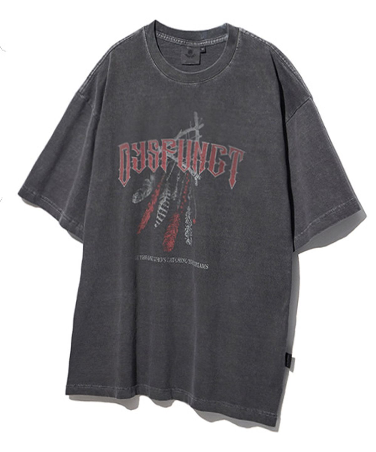 디스펑트(DYSFUNCT) DREAM CATCHER PIGMENT T-SHIRT (CHARCOAL RED)