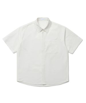 린넨 히든버튼 쇼트 슬리브 셔츠 (화이트)
