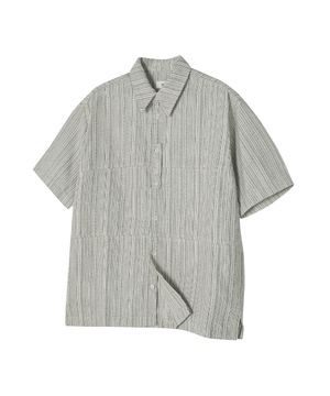 페넬 린넨 스트라이프 셔츠 - 카키 베이지