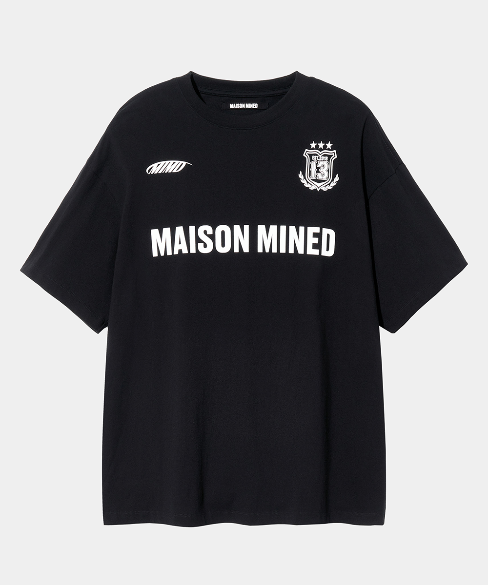 【MAISON MINED】23SS★ ORIGINAL HALF T MUSINSA | MAISON MINED BACK LOGO HALF T BLACK