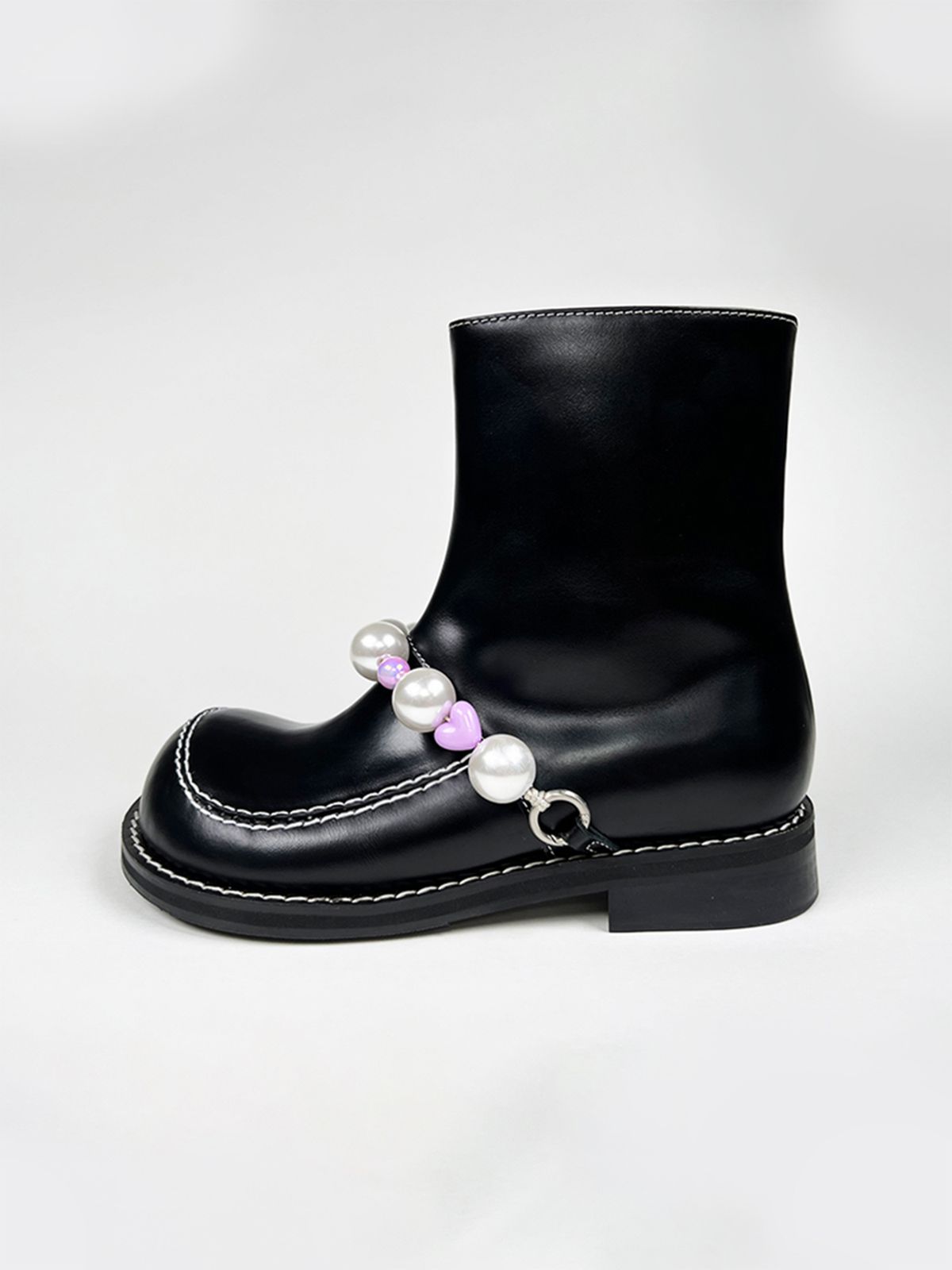 히푸(hippu) Pearl Strap Boots Women  [Black]