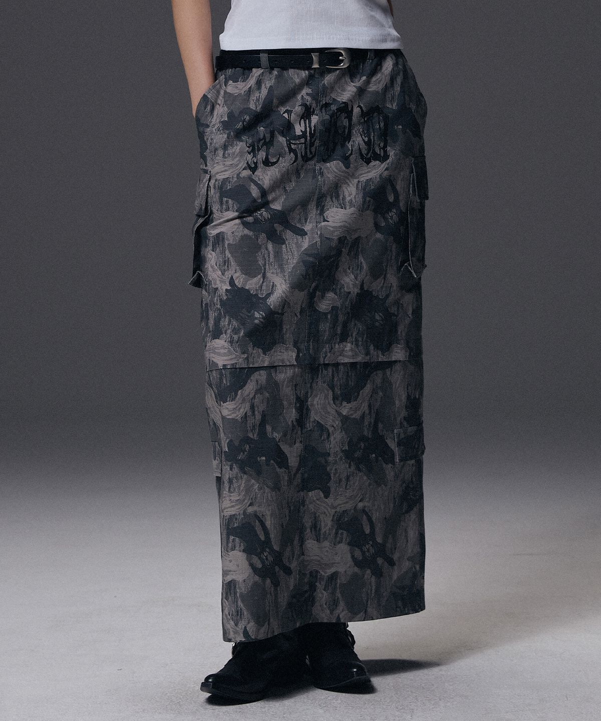 낫포너드(NOT4NERD) W Ripstop Cargo Long Skirt - Camo Grey