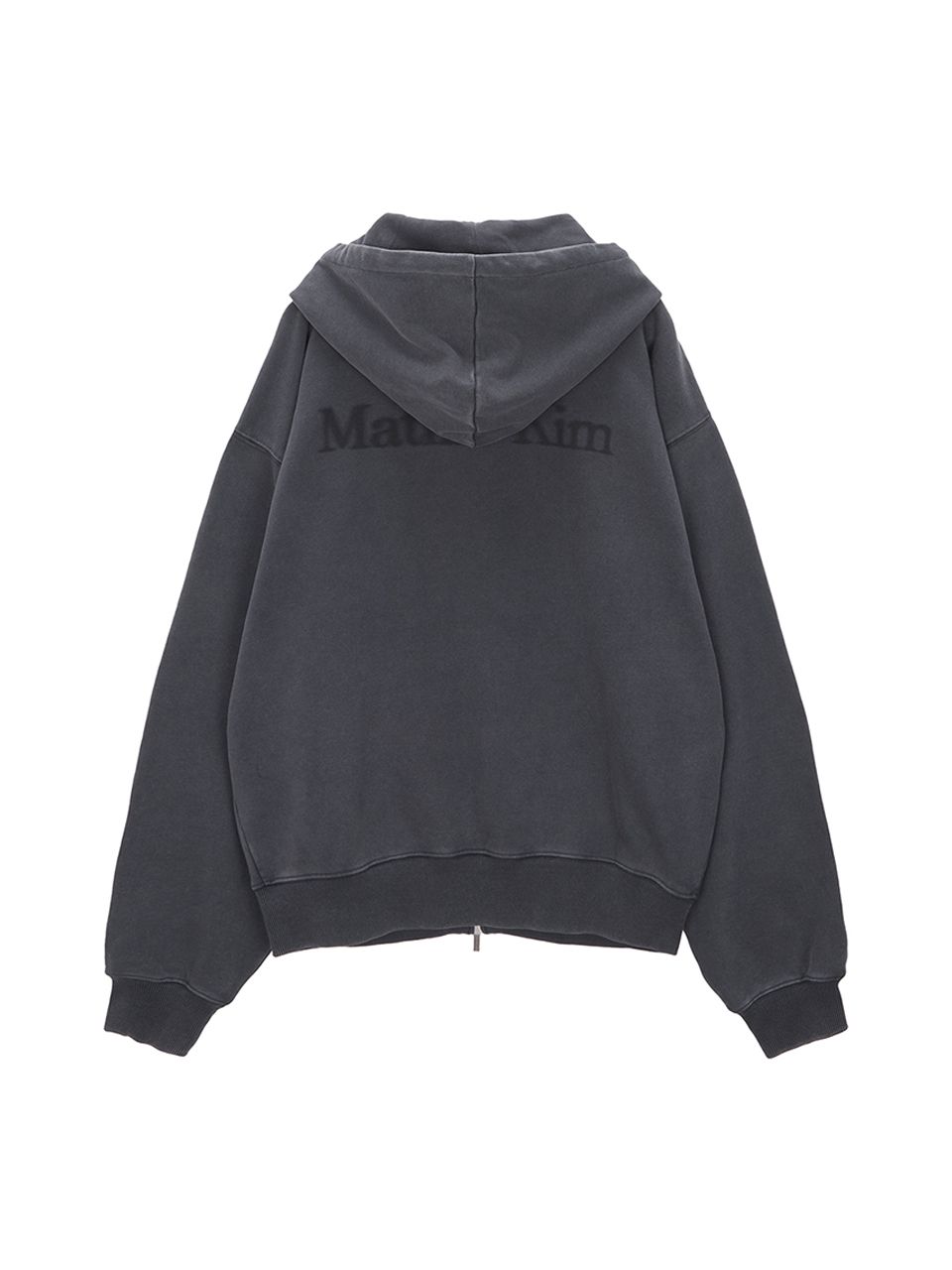 MUSINSA公式 | MATIN KIM PIGMENT DYING LOGO HOODY ZIP UP IN CHARCOAL
