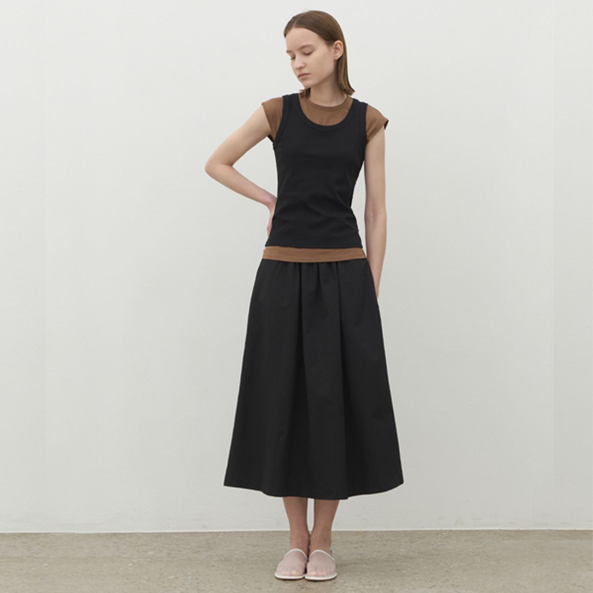아틀리에 나인(ATELIER NAIN) ELLA BANDING SET-UP FLARE SKIRT(SK-4937)