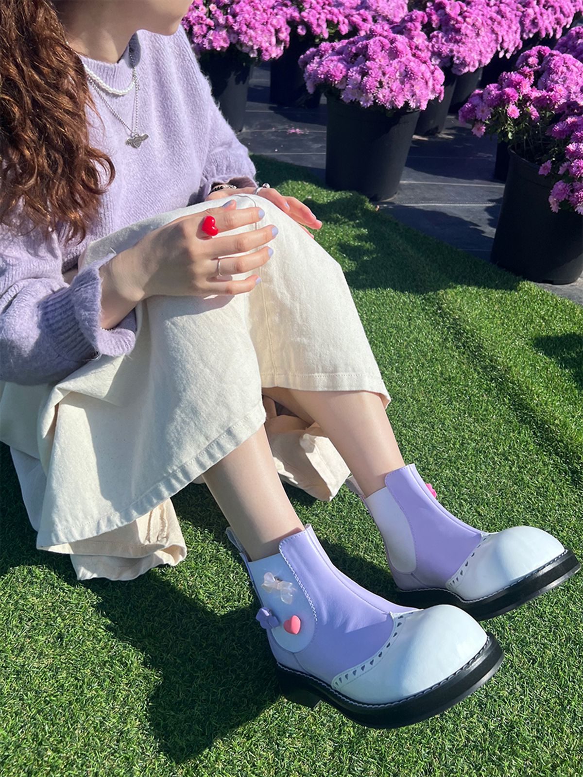 히푸(hippu) Heart Short Boots Women [Purple]
