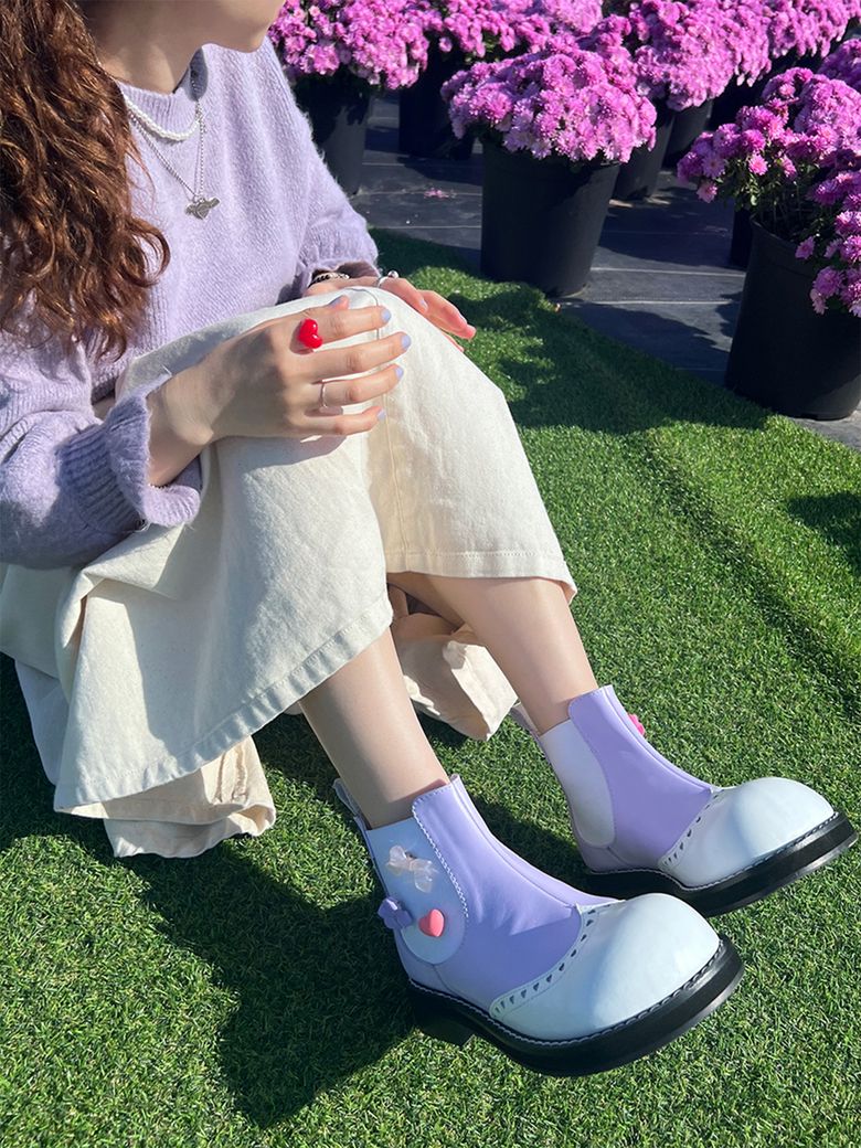 Heart Short Boots Women [Purple]