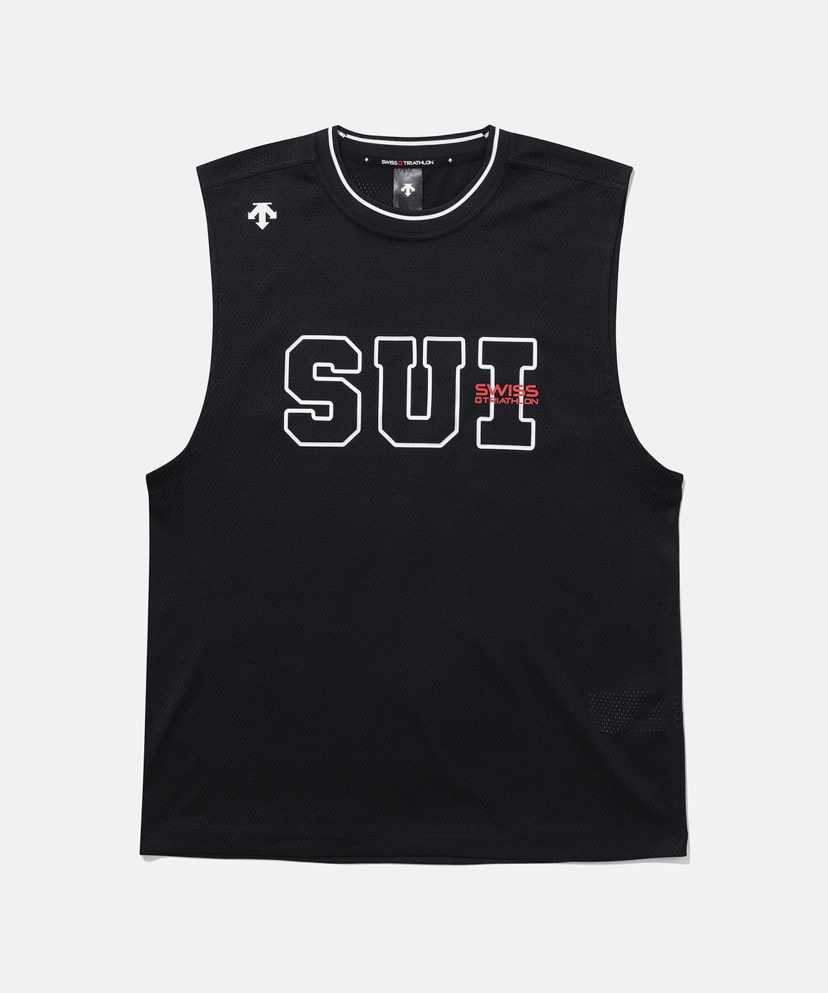 데상트(DESCENTE) SUI 팀 메쉬 슬리브리스 블랙(SP221IST51)