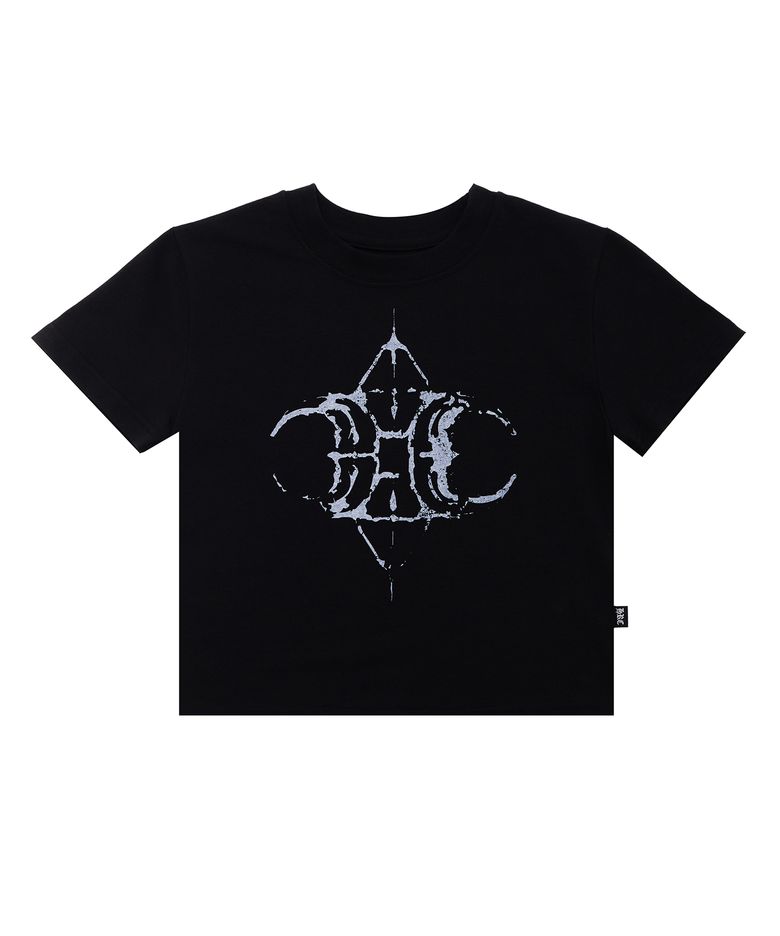 ROCK LOGO CROP TEE - BLACK