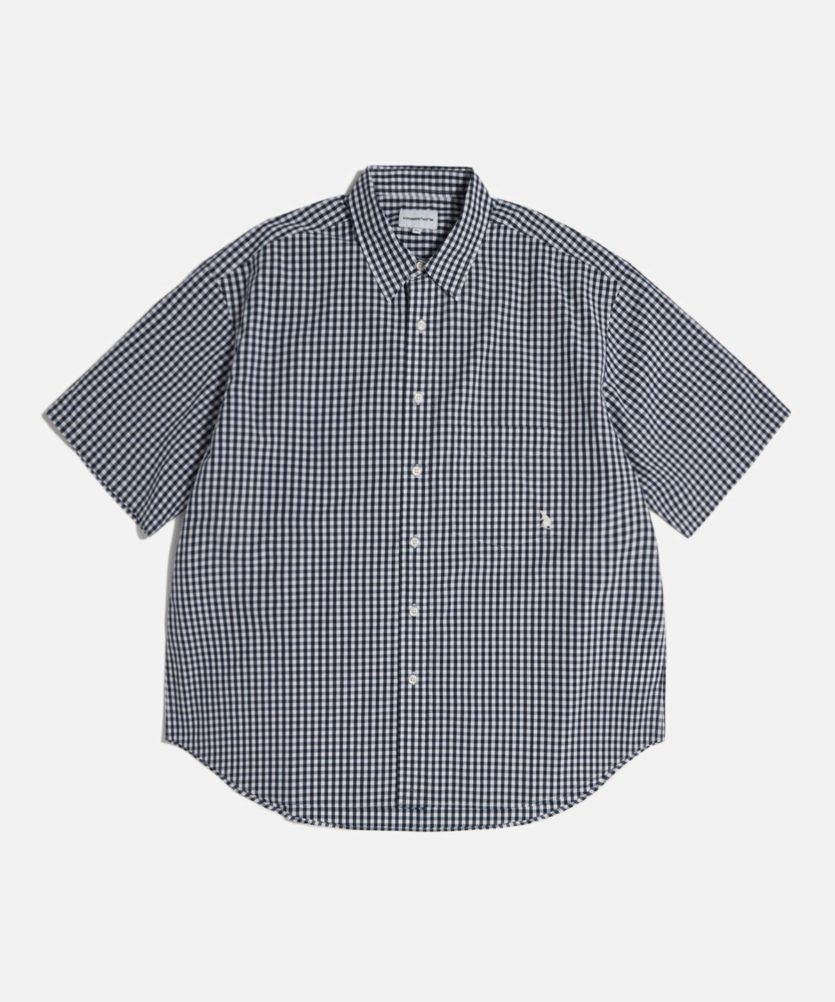 에스피오나지(ESPIONAGE) Gingham S/S Over Shirt Navy