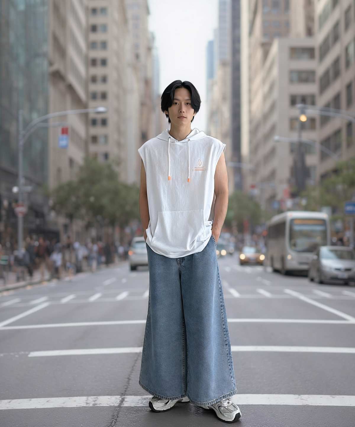 폴루션(POLLUTION) 에코백 폴라 포인트 슬리브리스 후드