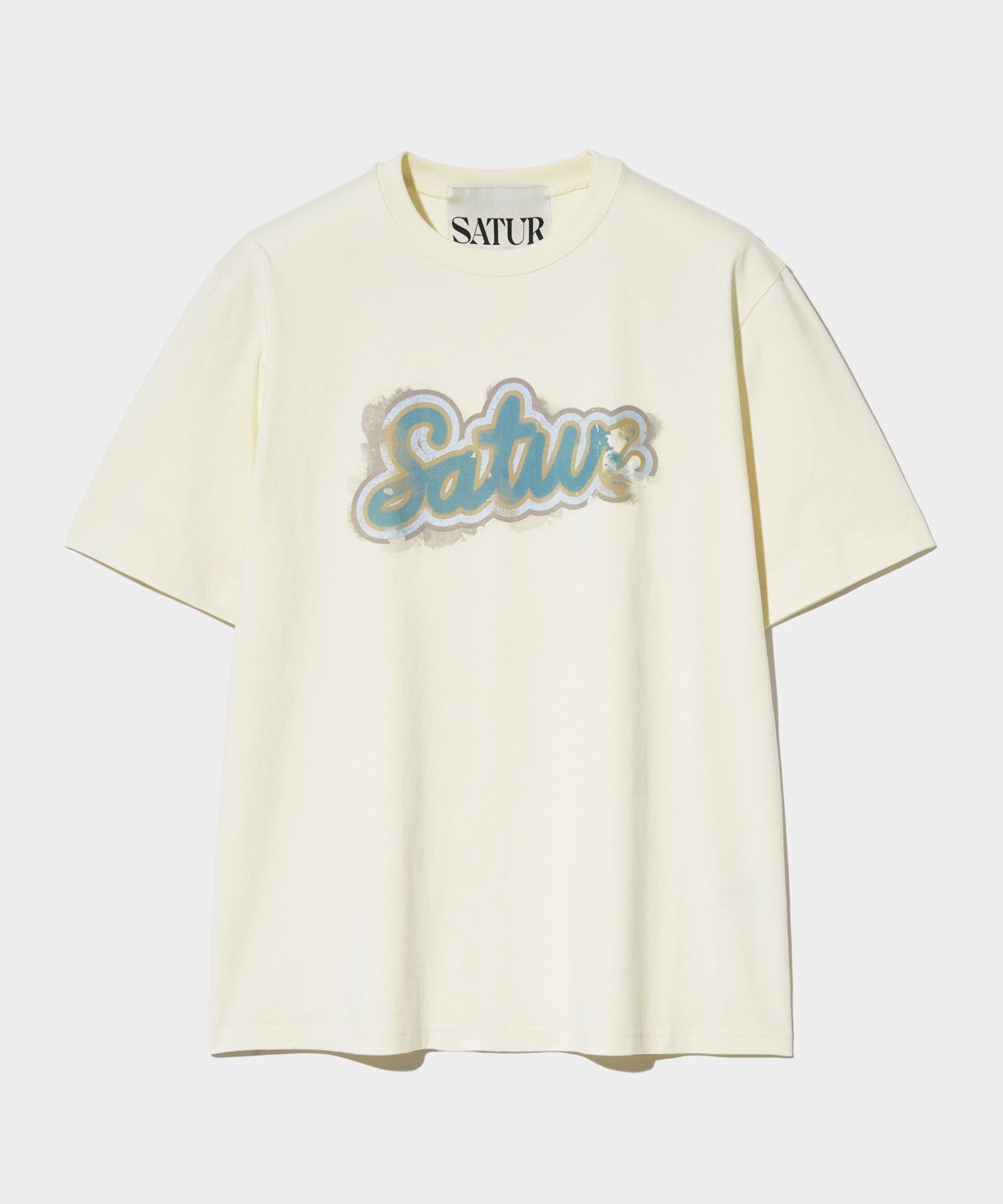 ★SATUR★ Smudge Logo Artwork Short Sleeve T-Shirt Retro Ivo MUSINSA | SATUR Smudge Logo Artwork Short Sleeve T-shirt